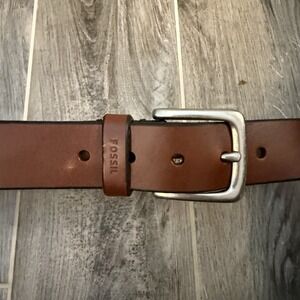 Fossil Joe Belt Mens 80/32 Brown Leather Classic Timeless Casual Career Business